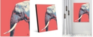 Creative Gallery Graphic Elephant to The Right on Light Red Portrait Metal Wall Art Print - 16" x 20"